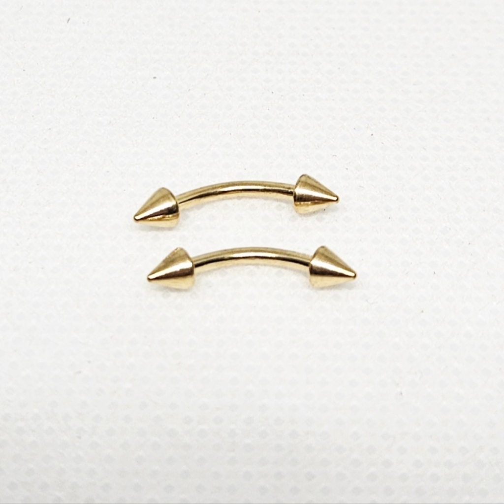 2 Eyebrow Rings Gold Tone Surgical Steel 16ga12mm Length 516 Curved Bar
